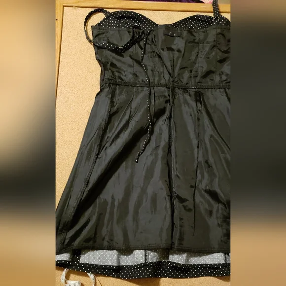 Selé black w/ white polka dot rockabilly pin up dress size Medium M - Picture 5 of 14